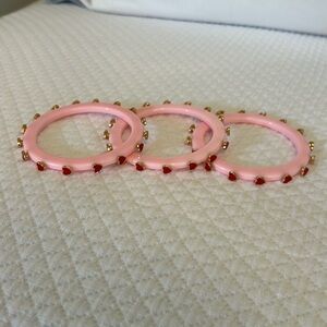 Smith & Co. Pink Bangles with Gold and Red Heart Accents